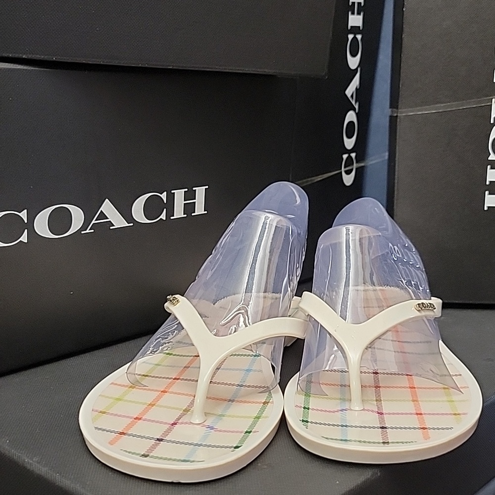 Coach Lyra Flip-Flop Women's Off - White Sandals 10B